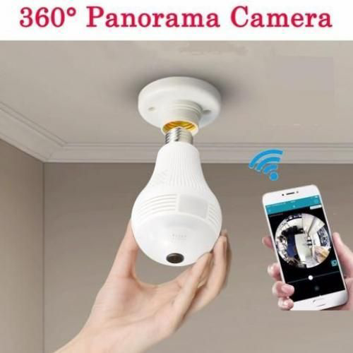 Image de Caméra Ampoule WiFi HD panoramique 360° avec détection de Mouvement - Blanc
