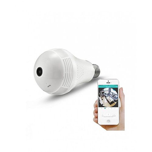 Image de Caméra Ampoule WiFi HD panoramique 360° avec détection de Mouvement - Blanc