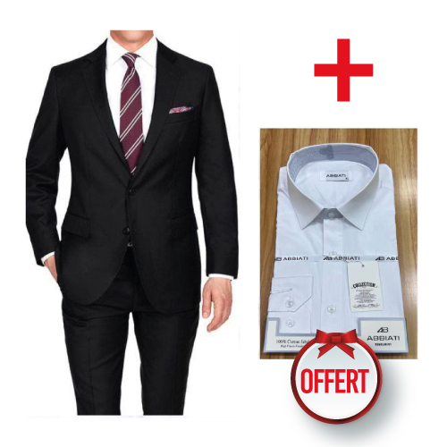 Ensemble costumes (veste + pantalon)deux  boutons,  homme,  avec chemise offerte