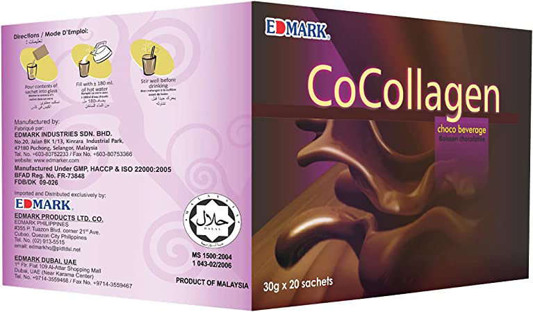 Image de Boisson a base de collagen, Coccollagen à base se chocolat Contre le vieillissement de la peau , 20 sachets, Edmark