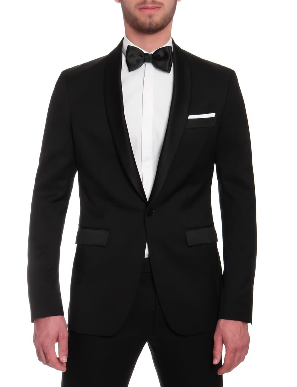Image de Ensemble Smoking Homme , costume 2 Pièces , 1 Bouton, Veste + Pantalon, Noire
