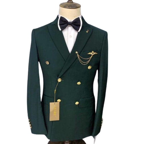 Image de Ensemble Costume Homme croisés 2 Pièces , 6 Boutons  Veste + Pantalon, Vert pétrol